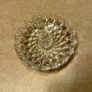 Vintage Crystal Ring Holder Scalloped Edge Trinket Earring Dish Classic Cut